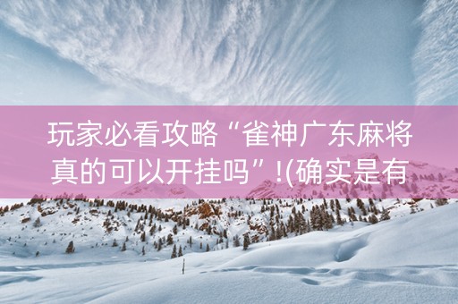 玩家必看攻略“雀神广东麻将真的可以开挂吗”!(确实是有挂)-知乎