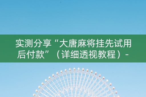 实测分享“大唐麻将挂先试用后付款”（详细透视教程）-哔哩哔哩