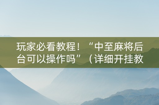 玩家必看教程！“中至麻将后台可以操作吗”（详细开挂教程）-哔哩哔哩