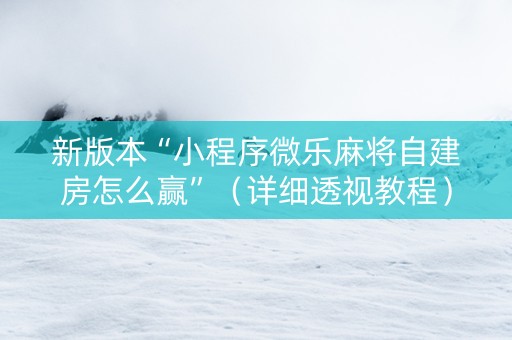 新版本“小程序微乐麻将自建房怎么赢”（详细透视教程）-哔哩哔哩