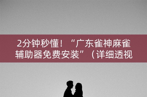 2分钟秒懂！“广东雀神麻雀辅助器免费安装”（详细透视教程）-哔哩哔哩
