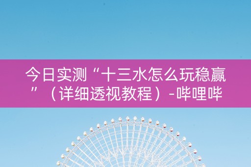 今日实测“十三水怎么玩稳赢”（详细透视教程）-哔哩哔哩