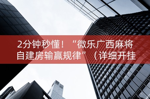 2分钟秒懂！“微乐广西麻将自建房输赢规律”（详细开挂教程）-哔哩哔哩
