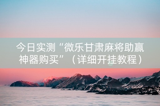 今日实测“微乐甘肃麻将助赢神器购买”（详细开挂教程）-哔哩哔哩