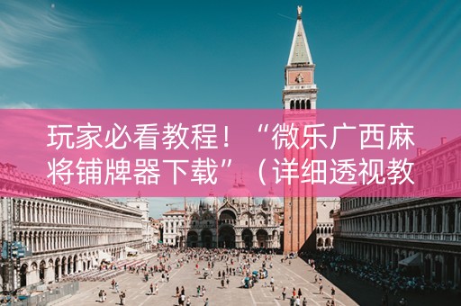 玩家必看教程！“微乐广西麻将铺牌器下载”（详细透视教程）-哔哩哔哩