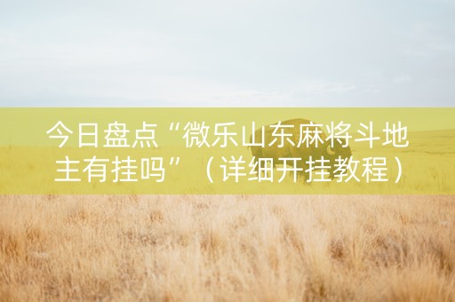 今日盘点“微乐山东麻将斗地主有挂吗”（详细开挂教程）-哔哩哔哩