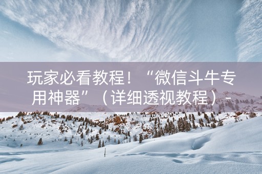 玩家必看教程！“微信斗牛专用神器”（详细透视教程）-哔哩哔哩