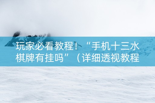 玩家必看教程！“手机十三水棋牌有挂吗”（详细透视教程）-哔哩哔哩