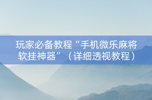 玩家必备教程“手机微乐麻将软挂神器”（详细透视教程）-哔哩哔哩