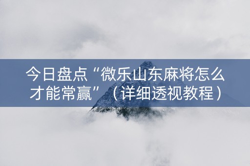 今日盘点“微乐山东麻将怎么才能常赢”（详细透视教程）-哔哩哔哩