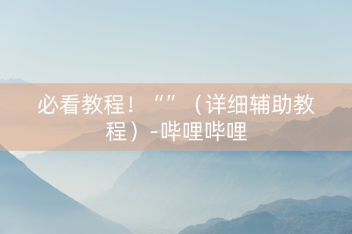 必看教程！“”（详细辅助教程）-哔哩哔哩