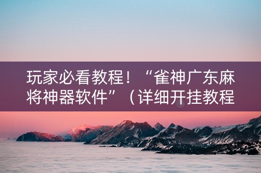 玩家必看教程！“雀神广东麻将神器软件”（详细开挂教程）-哔哩哔哩
