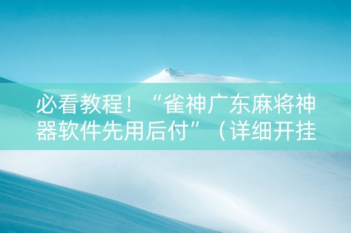必看教程！“雀神广东麻将神器软件先用后付”（详细开挂教程）-哔哩哔哩