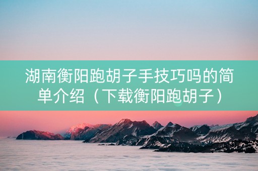 湖南衡阳跑胡子手技巧吗的简单介绍（下载衡阳跑胡子）