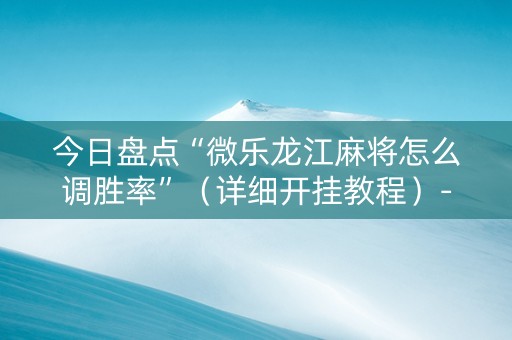 今日盘点“微乐龙江麻将怎么调胜率”（详细开挂教程）-哔哩哔哩