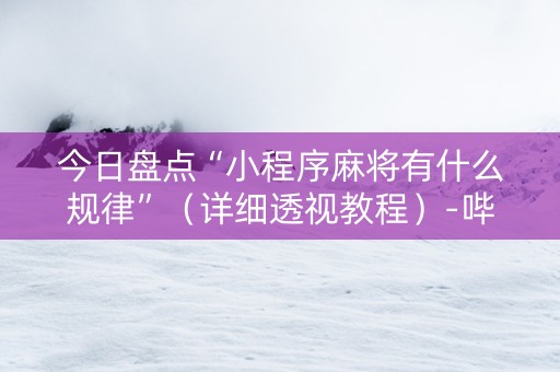 今日盘点“小程序麻将有什么规律”（详细透视教程）-哔哩哔哩