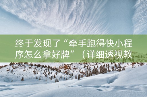终于发现了“牵手跑得快小程序怎么拿好牌”（详细透视教程）-哔哩哔哩
