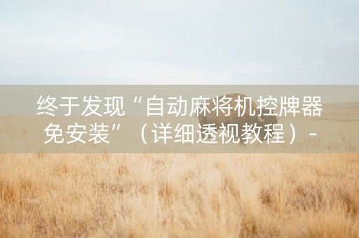 终于发现“自动麻将机控牌器免安装”（详细透视教程）-哔哩哔哩