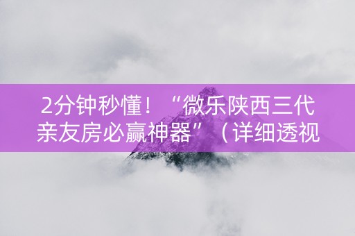2分钟秒懂！“微乐陕西三代亲友房必赢神器”（详细透视教程）-哔哩哔哩