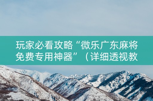 玩家必看攻略“微乐广东麻将免费专用神器”（详细透视教程）-哔哩哔哩