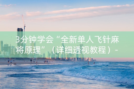 3分钟学会“全新单人飞针麻将原理”（详细透视教程）-哔哩哔哩