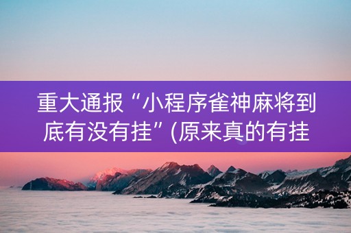 重大通报“小程序雀神麻将到底有没有挂”(原来真的有挂)-知乎