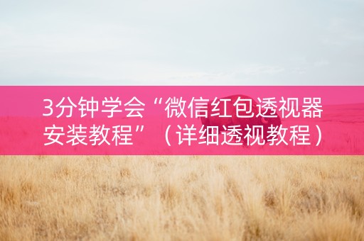 3分钟学会“微信红包透视器安装教程”（详细透视教程）-哔哩哔哩