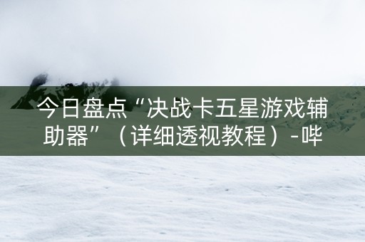 今日盘点“决战卡五星游戏辅助器”（详细透视教程）-哔哩哔哩