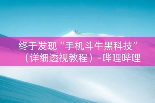 终于发现“手机斗牛黑科技”（详细透视教程）-哔哩哔哩