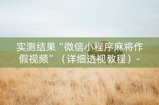 实测结果“微信小程序麻将作假视频”（详细透视教程）-哔哩哔哩