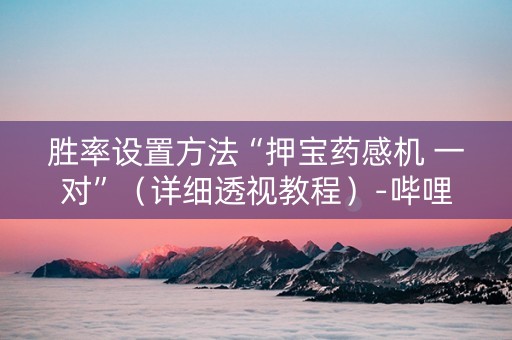 胜率设置方法“押宝药感机 一对”（详细透视教程）-哔哩哔哩