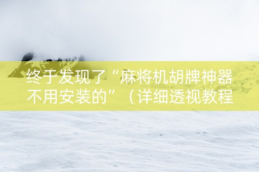 终于发现了“麻将机胡牌神器不用安装的”（详细透视教程）-哔哩哔哩