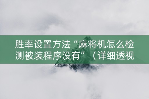 胜率设置方法“麻将机怎么检测被装程序没有”（详细透视教程）-哔哩哔哩