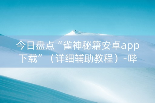 今日盘点“雀神秘籍安卓app下载”（详细辅助教程）-哔哩哔哩
