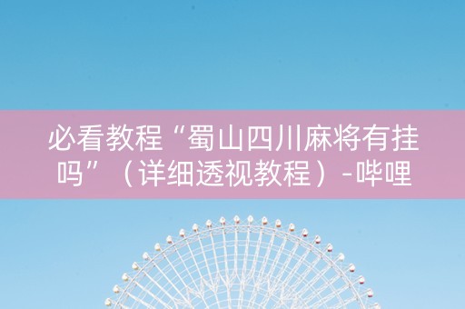 必看教程“蜀山四川麻将有挂吗”（详细透视教程）-哔哩哔哩