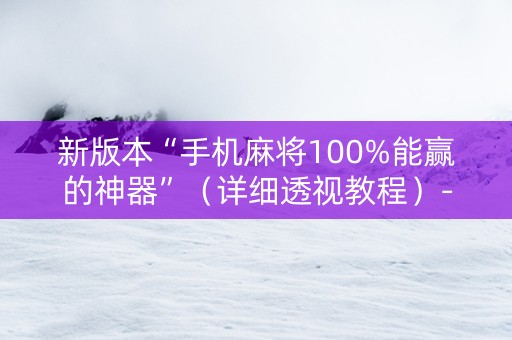 新版本“手机麻将100%能赢的神器”（详细透视教程）-哔哩哔哩