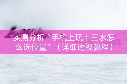 实测分析“手机上玩十三水怎么选位置”（详细透视教程）-哔哩哔哩