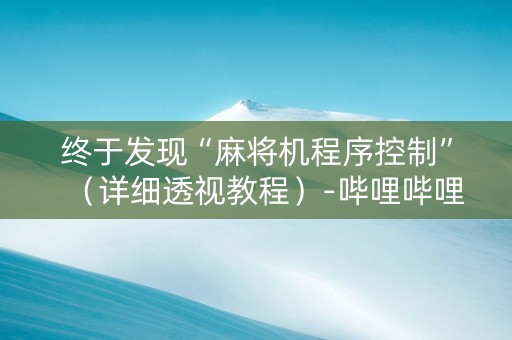 终于发现“麻将机程序控制”（详细透视教程）-哔哩哔哩