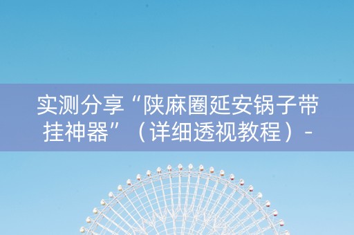实测分享“陕麻圈延安锅子带挂神器”（详细透视教程）-哔哩哔哩