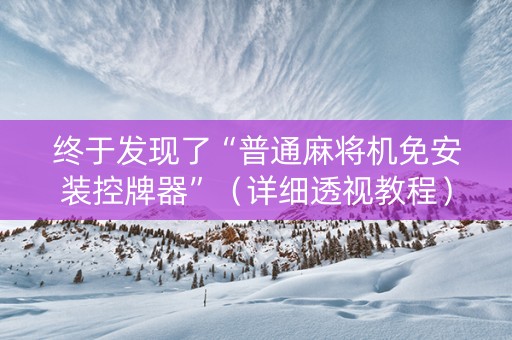 终于发现了“普通麻将机免安装控牌器”（详细透视教程）-哔哩哔哩