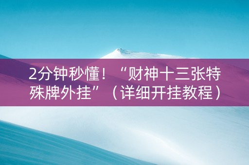 2分钟秒懂！“财神十三张特殊牌外挂”（详细开挂教程）-哔哩哔哩