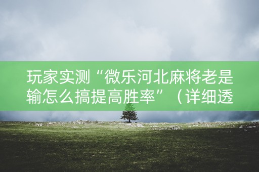 玩家实测“微乐河北麻将老是输怎么搞提高胜率”（详细透视教程）-哔哩哔哩
