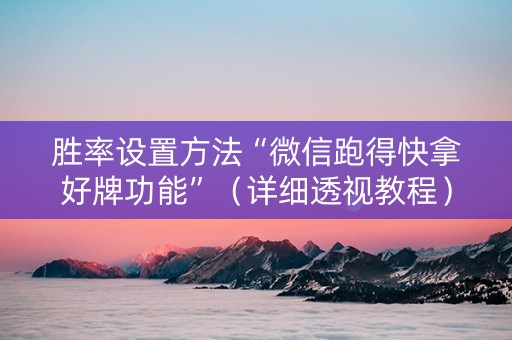 胜率设置方法“微信跑得快拿好牌功能”（详细透视教程）-哔哩哔哩