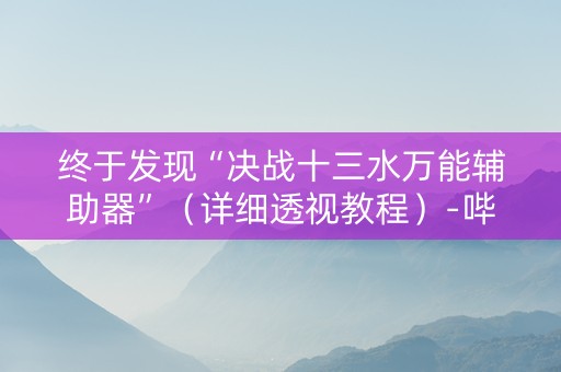 终于发现“决战十三水万能辅助器”（详细透视教程）-哔哩哔哩