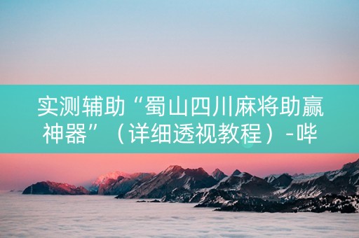 实测辅助“蜀山四川麻将助赢神器”（详细透视教程）-哔哩哔哩