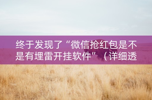 终于发现了“微信抢红包是不是有埋雷开挂软件”（详细透视教程）-哔哩哔哩