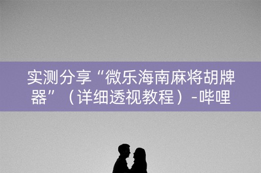 实测分享“微乐海南麻将胡牌器”（详细透视教程）-哔哩哔哩