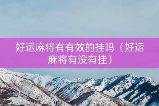 好运麻将有有效的挂吗（好运麻将有没有挂）