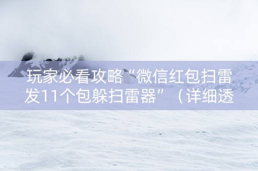 玩家必看攻略“微信红包扫雷发11个包躲扫雷器”（详细透视教程）-哔哩哔哩