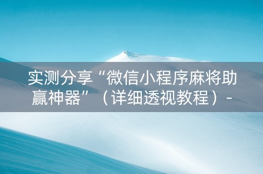 实测分享“微信小程序麻将助赢神器”（详细透视教程）-哔哩哔哩